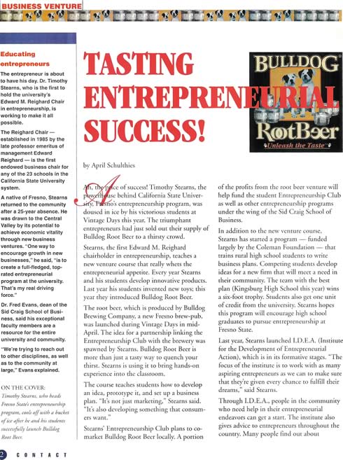 Tasting Entrepreneurial Success article page 1
